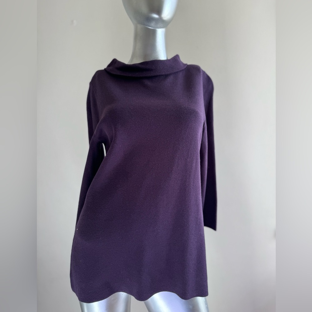 Talbots winter cowl neck top, three quarter sleeves. Purple, size Medium.